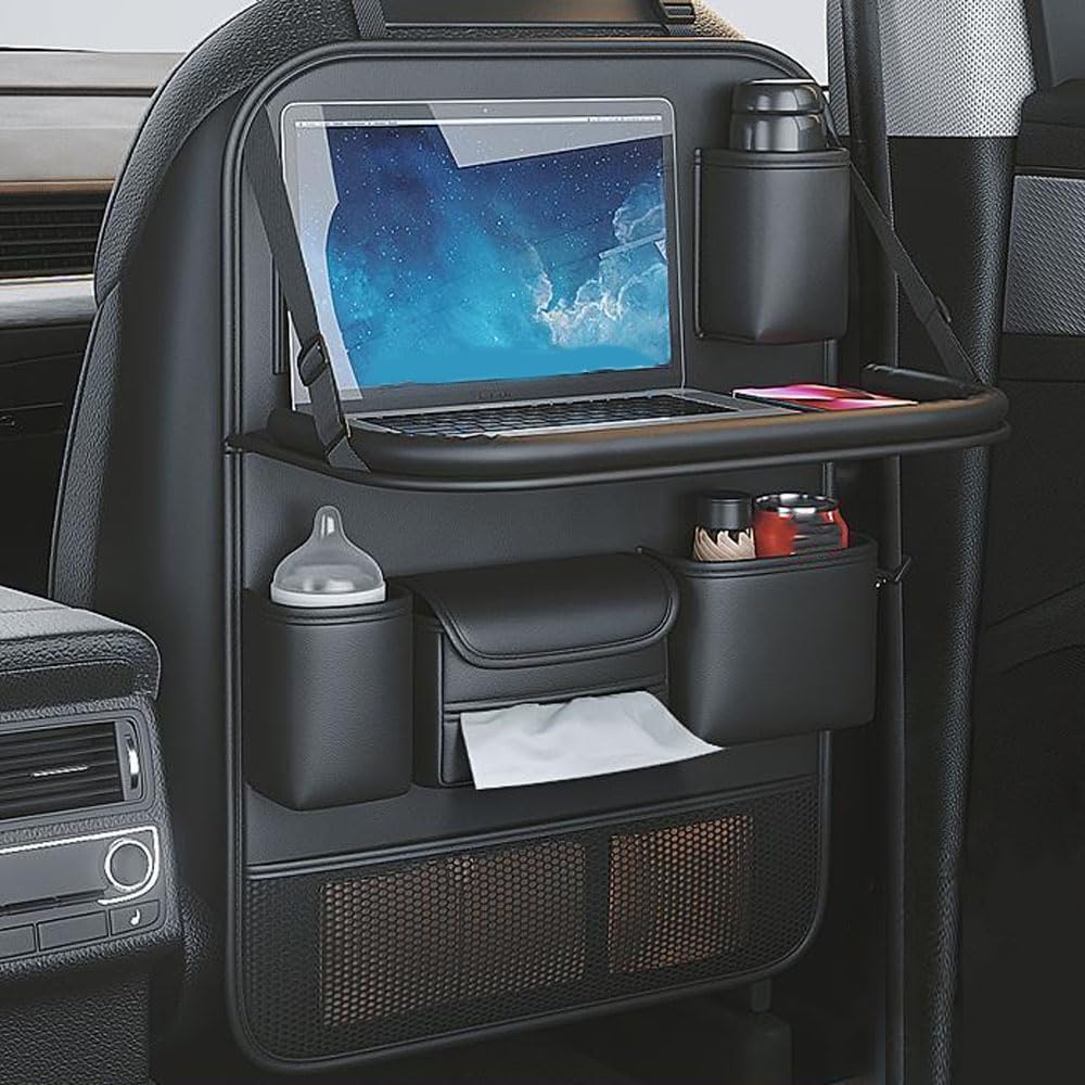 Protezione per schienale auto in pelle PU con supporto per tablet da 17,3", accessorio interno per sedile posteriore, coprisedile per bambini, organizer da viaggio per bambini