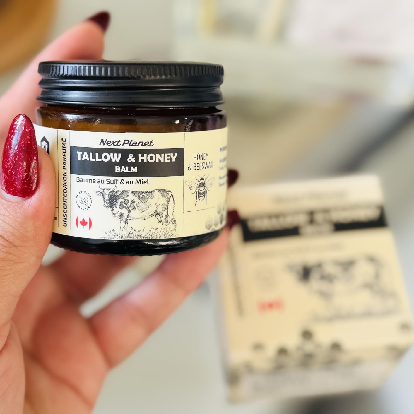 NEXT PLANET Beef Tallow & Honey Balm – Face & Body Moisturizer – Natural Skincare with 100% Grass Fed Tallow, Raw Honey & Beeswax – Hydrating, Nourishing & Anti-Aging- Vitamins A, D, K & E -2oz Brand