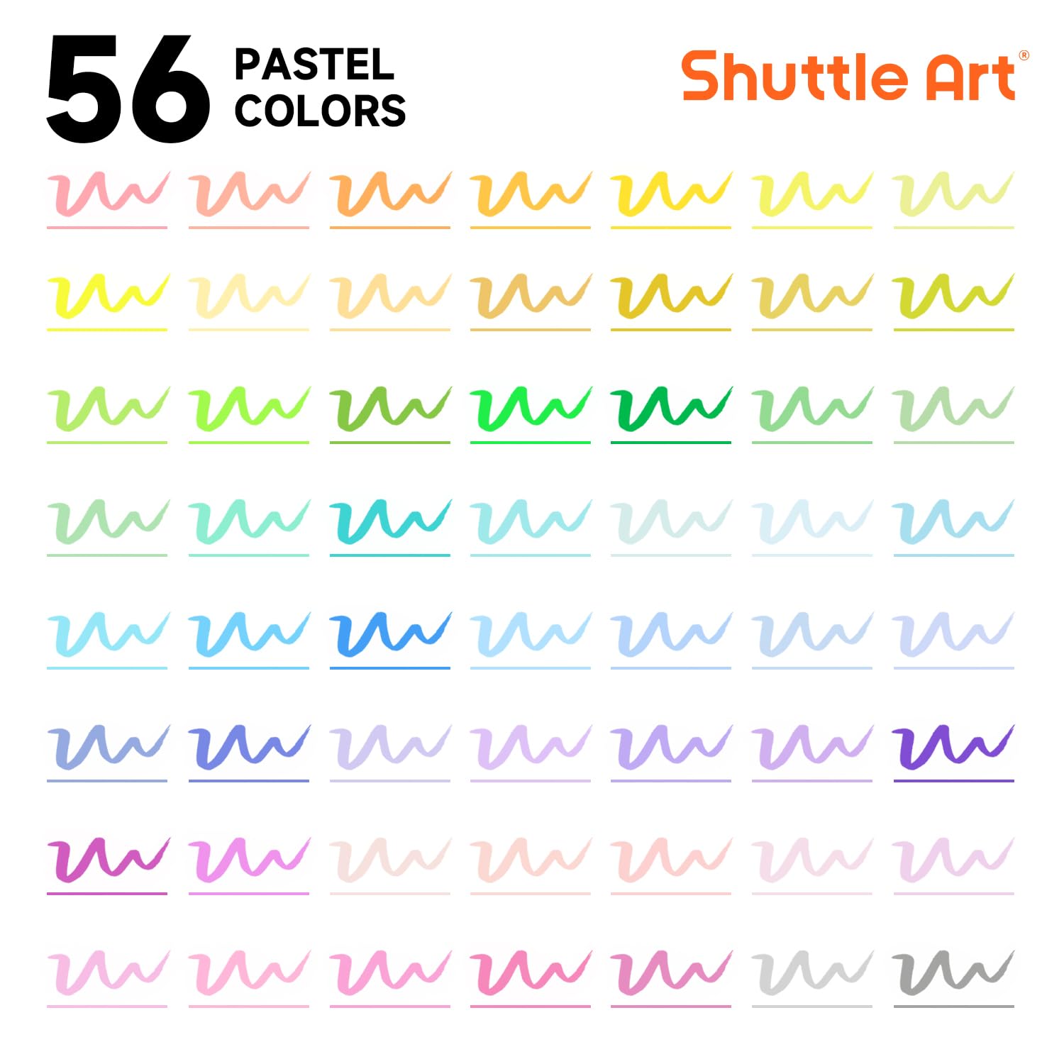 Shuttle Art Pastel Brush Pens, 56 Pastel Colouring Pens, Dual Tip Brush Markers with Fineliner Tip - Image 2