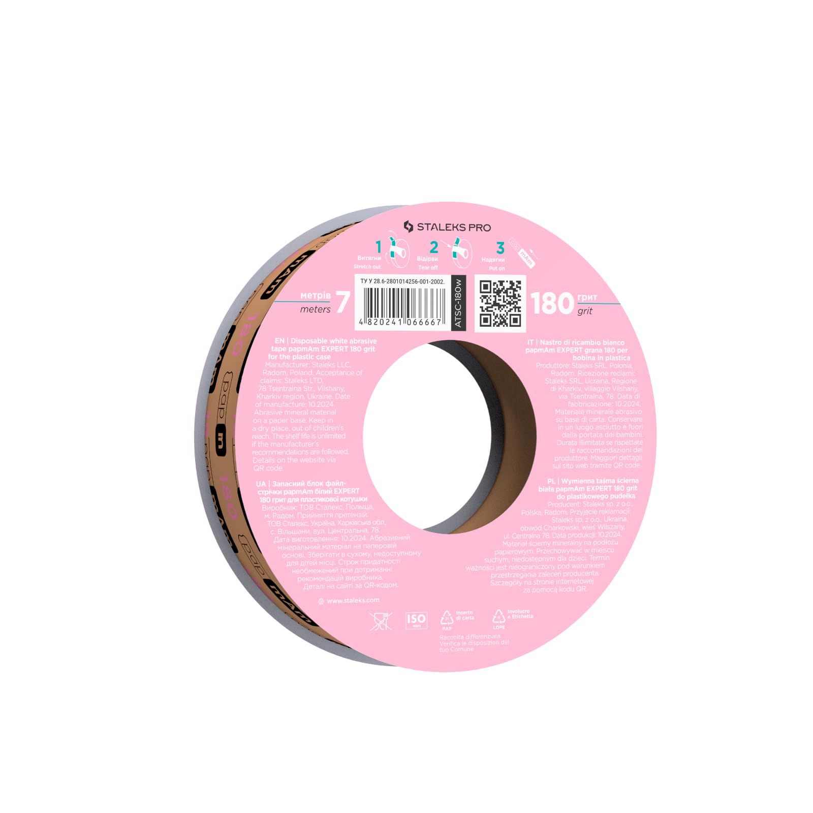 Cinta abrasiva desechable blanca papmAm Expert (sin estuche de plástico) STALEKS Pro 180 grit