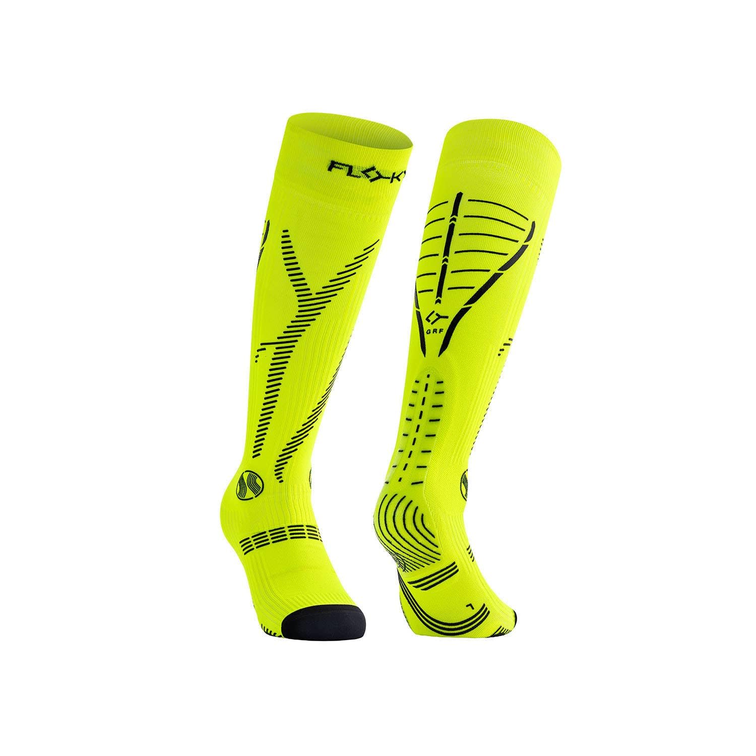 FLOKY GRF LONG Chaussettes biomécaniques de sport à fort impact Chaussettes de compression basket, volley, crossfit, hydrox, protection du tendon d'Achille et des muscles, réduction maximale des