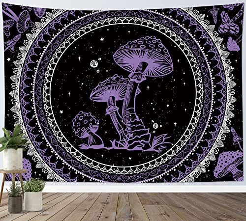 SCECALA Purple Mandala Mushroom Tapestry, 60W x 40L Inch