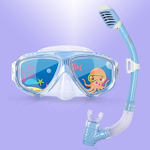Máscara de buceo para niños, unisex, con vista panorámica de 180, antivaho para niños y niñas, gafas de natación con cubierta para la nariz, equipo