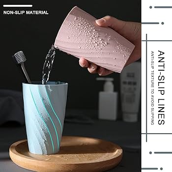 Portaspazzolino Infrangibile Da Bagno 370ml - Plastica Antiscivolo Azzurro