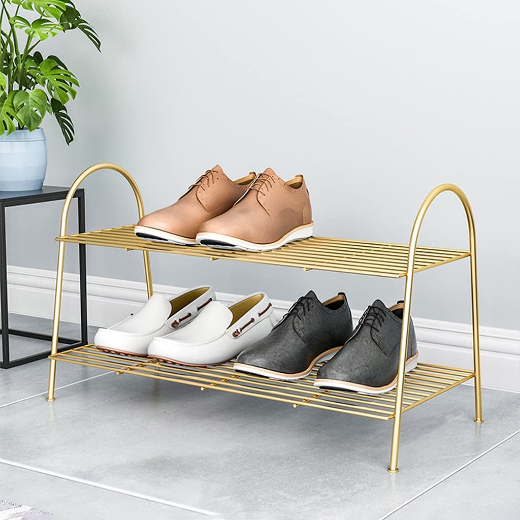 Schuhregal für Eingangsbereich, stapelbar, 6–11 Paar, Schuhregal, rutschfest, freistehend, Metall, Schlafzimmer, Schuhregal, Zapatero für den Eingang (Farbe: Weiß, Größe: 63 cm)