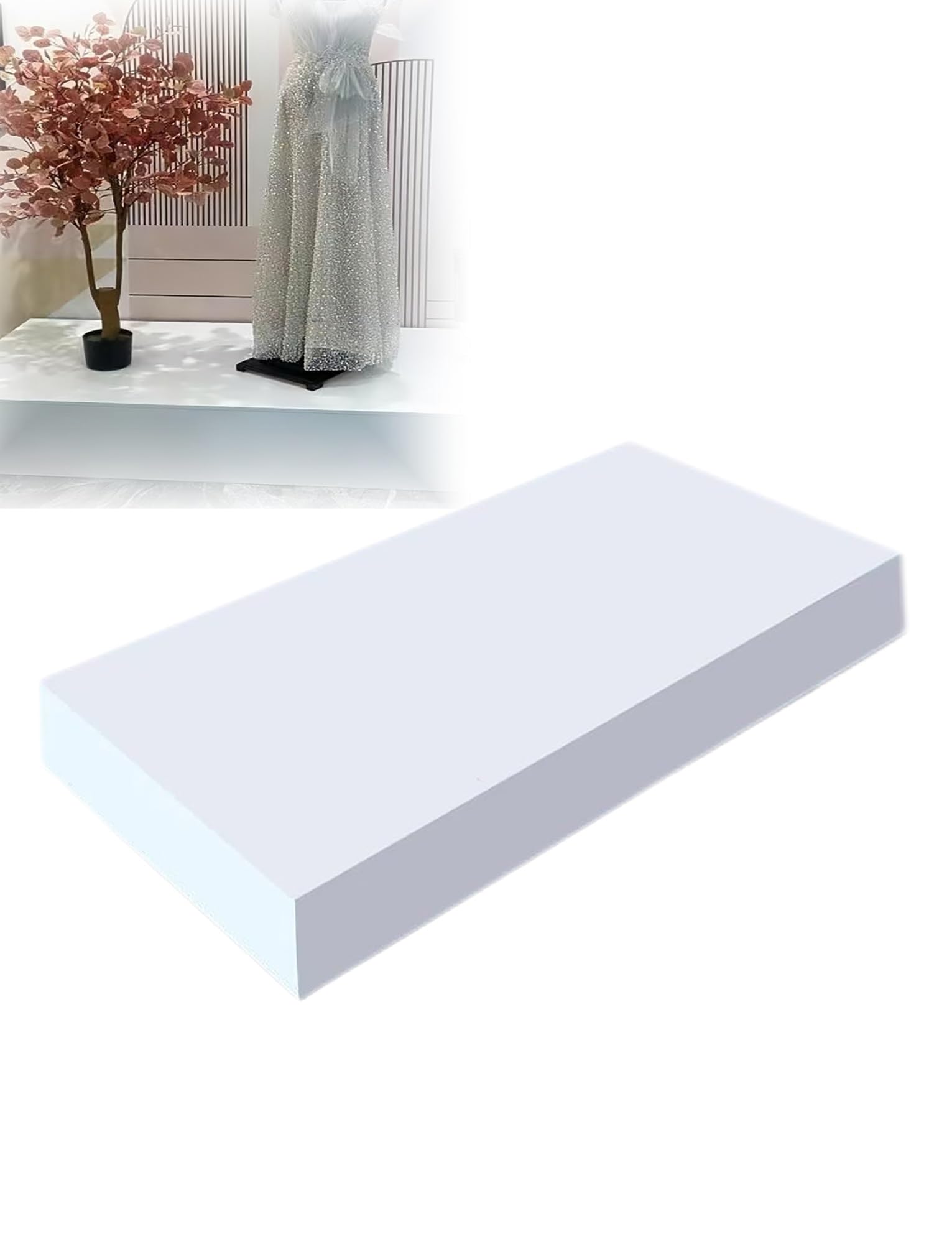 Piedistalli quadrati beige per negozi di abbigliamento, piattaforme rialzate per matrimoni, vetrine, negozi al dettaglio, centri commerciali e decorazioni per la casa, 30 x 30 x 9 cm