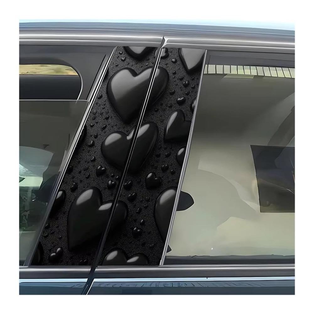 Bertdcx One Color Black Heart Pattern Embellished On Dark Background Car Center Post Sticker Auto Parts