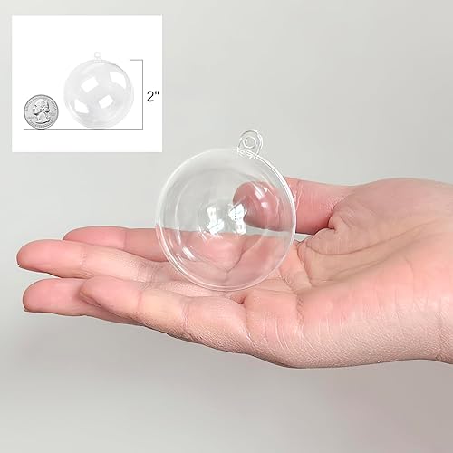 Miniatura 4 de Kingrol Paquete de 50 bolas de plástico transparente rellenables para Navidad, boda, fiesta, decoración del hogar, suministros de arte y