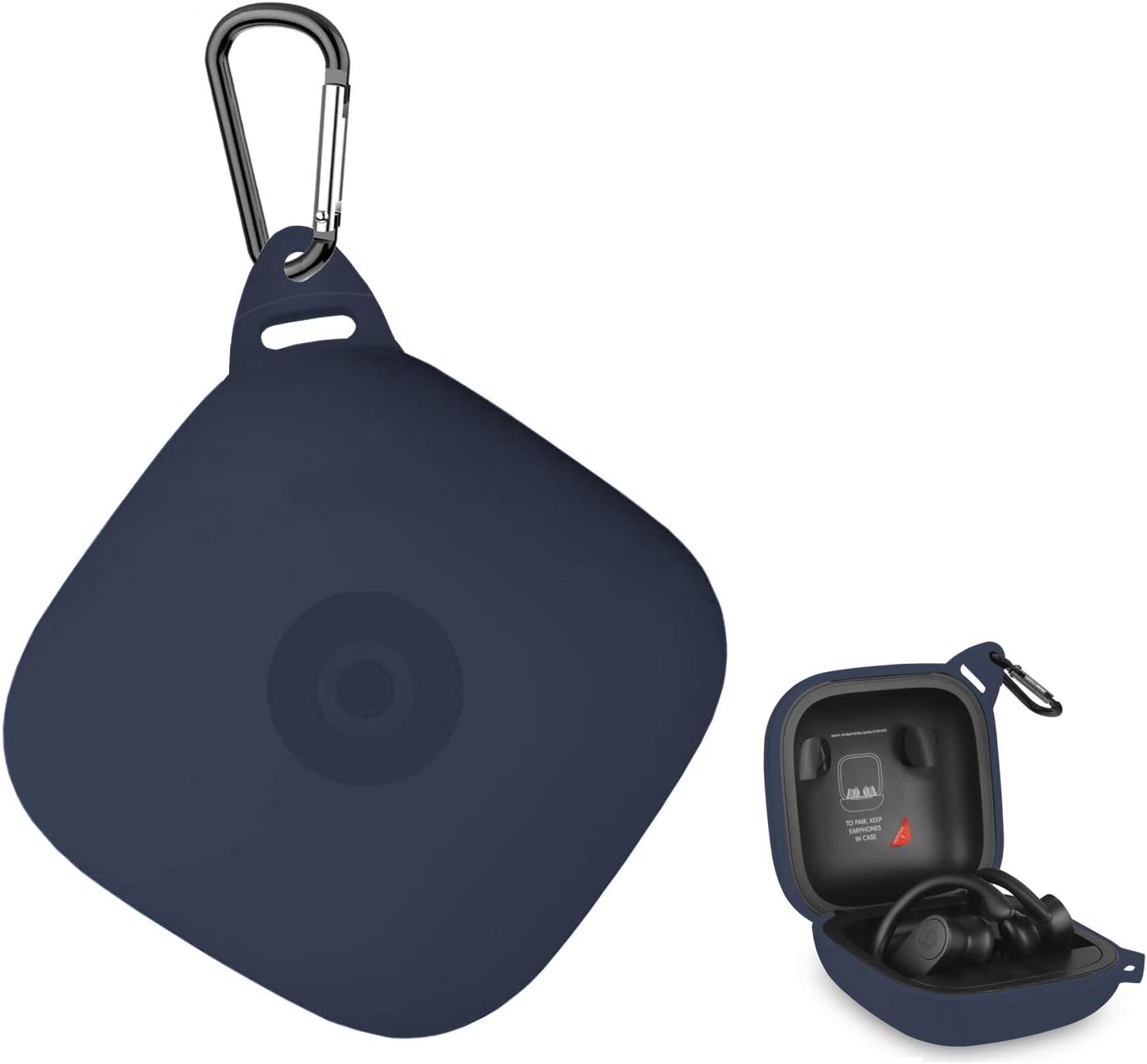 Anti Lost Carrying Protective Silicone Replacement Case for Beats Powerbeats Pro 2019 Full Body Protection Shockproof Powerbeats Charging Case Skin and Cover with Carabiner Blue