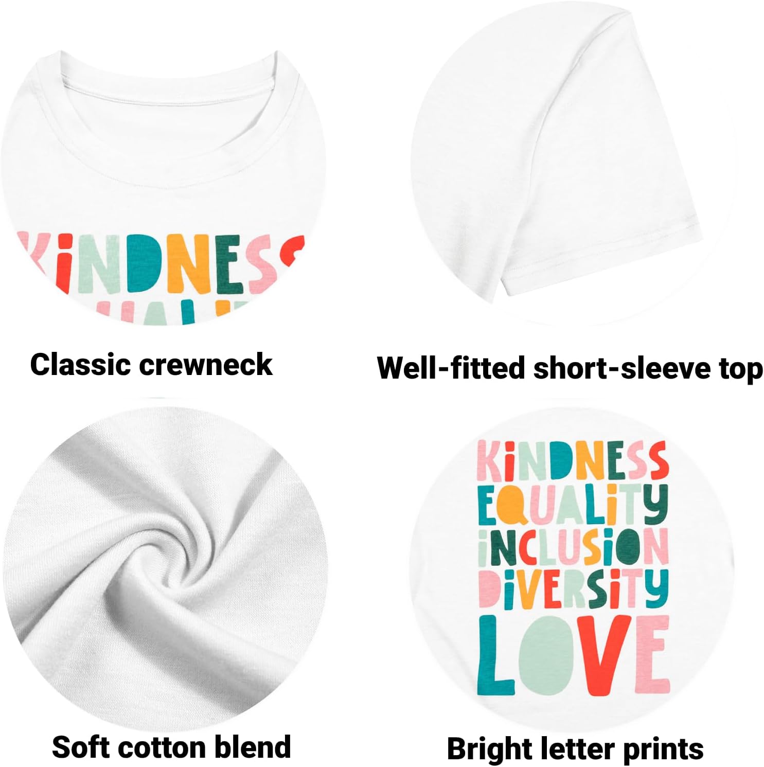 Kindness Teacher Shirt Women Special Education Shirts Teacher Life Love T-Shirt Inspirational Letter Print Tee Top - Image 7