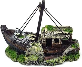 DIEWU Decoração de aquário paisagem de resina, esconderijo de caverna de resina, navio afundado, naufrágio, navio, decoração de brinquedo, decoração de aquário, naufrágio, acessórios de paisag