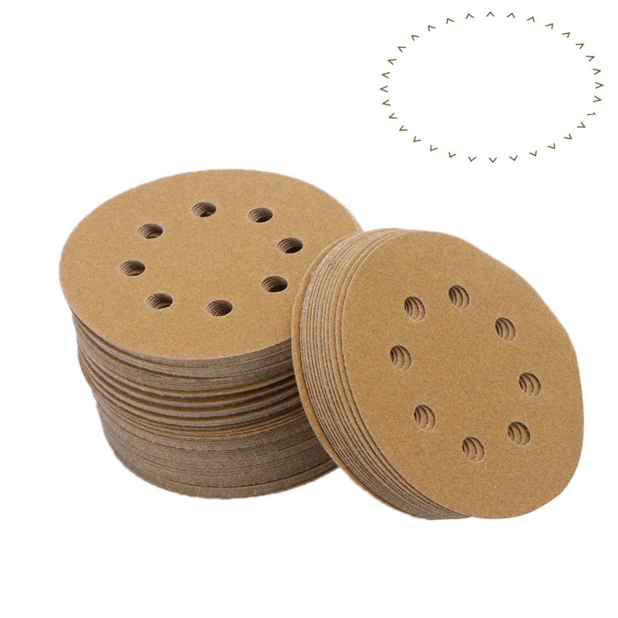 100pcs 5-inch 120 Grit Sandpaper Discs Sanding Pads for Dustless Drywall Sander