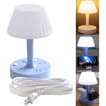 Table Lamp with USB Port and Outlet, Small Desk Lamp for Bedroom, 3-Colors Dimmable LED Lamps Eye Care Night Stand Lights, USB Charging Desk Lights for Home Office/Living Room