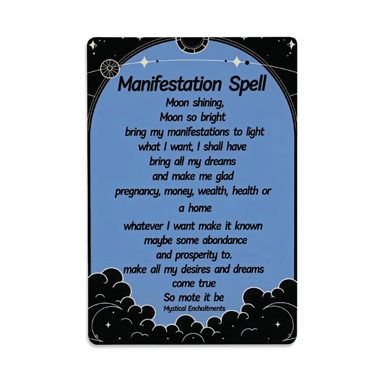 Moon Manifestation Spell Mystical Wall Plaque Vintage Aluminium Metal Sign, Retro Wall Decor for Home, Bar, Garage & Farmhouse 30x20cm