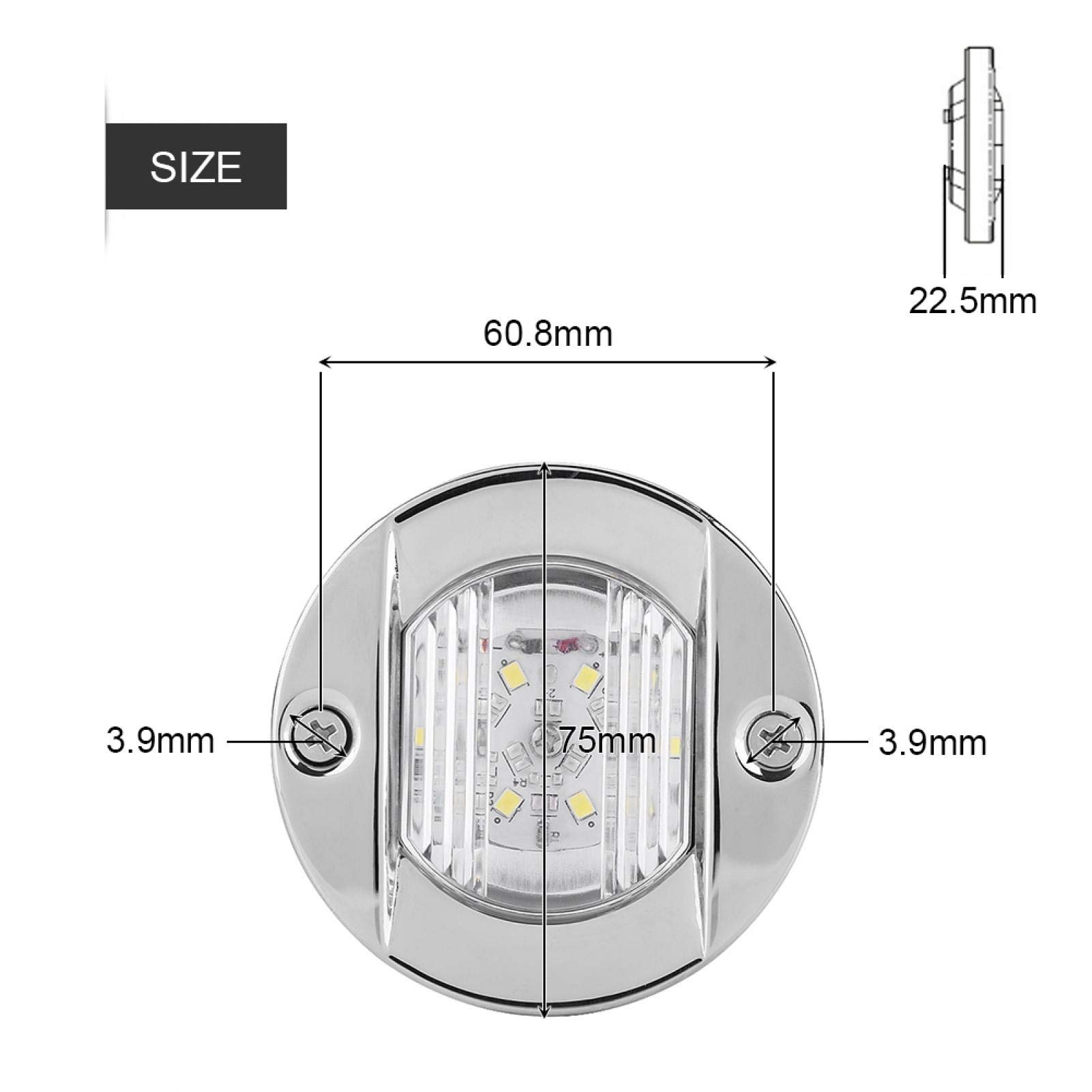 Yctze Luce LED Bianca per pa Barca, Luci di gazione Impermeabili in Acciaio I 2V, Lampadina Ancorag per B a Vela Marine F5v340