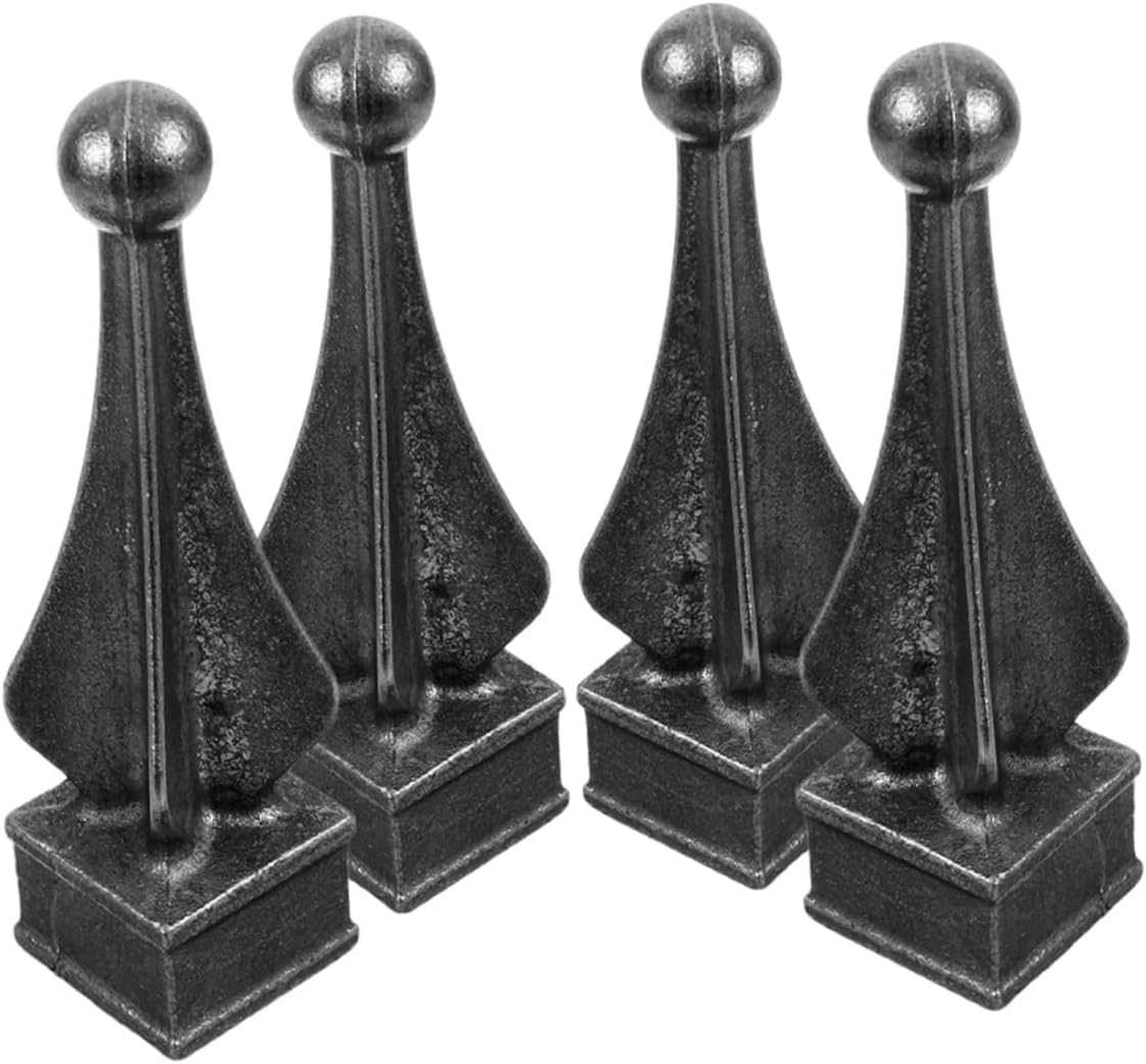 4pcs Classic European Style Metal Fence Finials Railing Post Cap Decorative Fence Topper for Yard Garden Lawn Patio