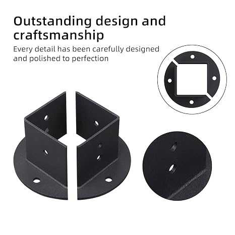 Post Base Adjustable,4 Pcs Adjustable Wood Fence Pergola Brackets Post Base Heavy Duty Fence Post Anchor Fit 2x2 / 4x4 / 6x6 inch Post for Deck Railing Mailbox