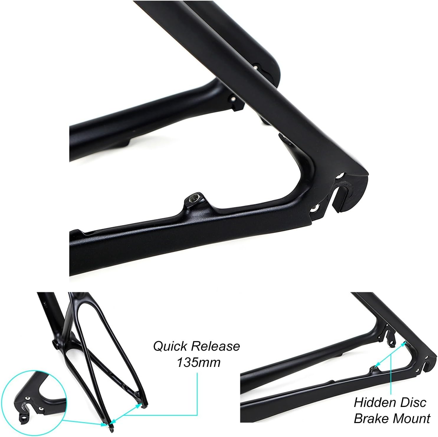 MirOdo Black Bike Frames 27.5/29er Carbon Fiber Mountain Bike Frames 15/17/19'' QR 9x135mm Disc Brake AM XC Cyclocross Hardtail Frame Internal Routing BB92*41 Press-in(Color:Matte Black,Size:27.5/29"*