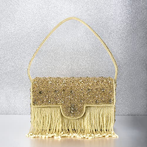Image of Peora Black Clutch Purses for Women Stone Studded Handmade Handbags Party Bridal Clutch