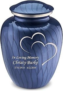 Geturns - Adult Personalized Heart Cremation Urns for Human Ashes I Large Pearl Cobalt Blue Funeral Urn for Men and Women I 200 lbs