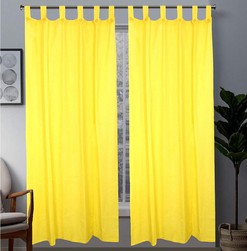 alemah Cotton Fabric Solid Plain Button Type Tab Top Loop Standard Door
