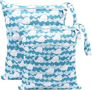 Bolsa para pañales, bolsa para pañales húmedos y secos, impermeable, lavable, organizador para pañales, viajes, gimnasio, playa, piscina, color azul