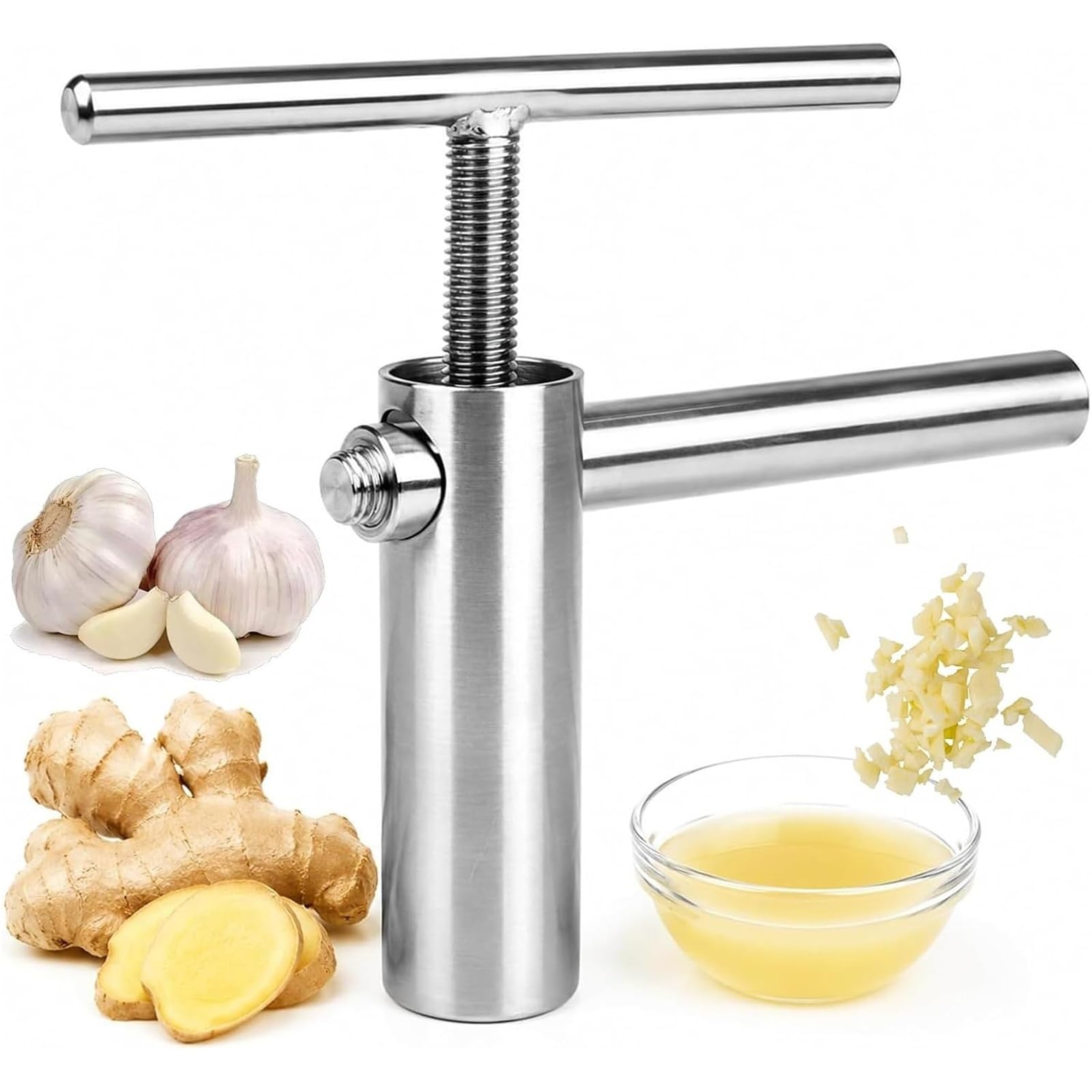 Ingwer-Knoblauchpresse aus Edelstahl, Handkurbel-Entsafter | Manuelle Maschine und Entsafter-Werkzeug, leicht zu reinigen, leicht zu drücken, for Knoblauch, Ingwer, Zitrone, Granatapfel