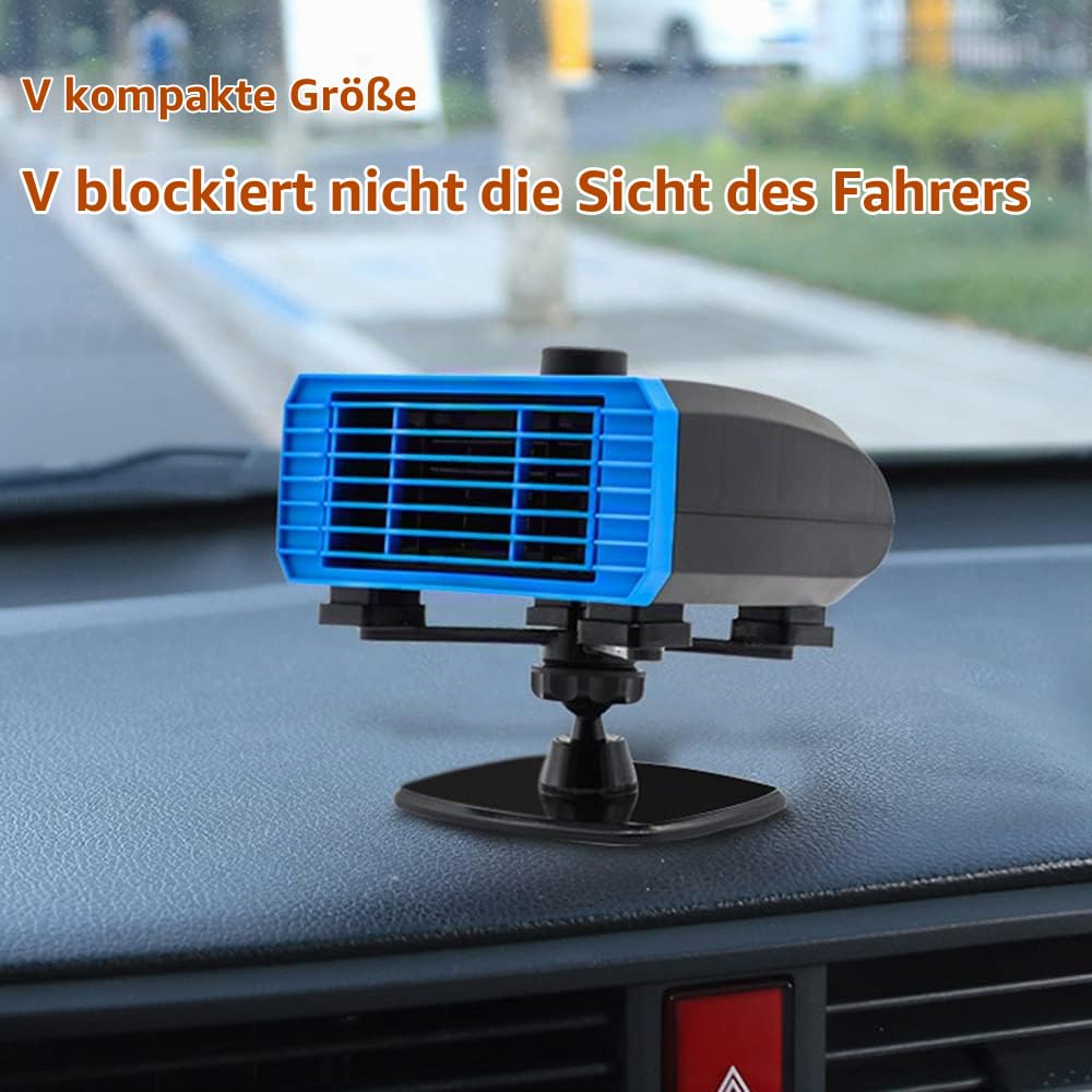 12V 150W Auto Heizlüfter Defroster, Riloer Tragbare Anti-Fog 2-In-1 Heizung/Kühlung Mini-Autoheizung, 360° Drehbare Windschutzscheibe Demister Fenster Lüfter, Auto Winter Windschutz Demister