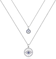 Vista 7 de Collar de Ojo Malvado para Mujer 18K Chapado en Oro Collar de Ojo Malvado en Capas Joyería de Ojo Malvado Hecha a Mano Collar de Protección Cruz