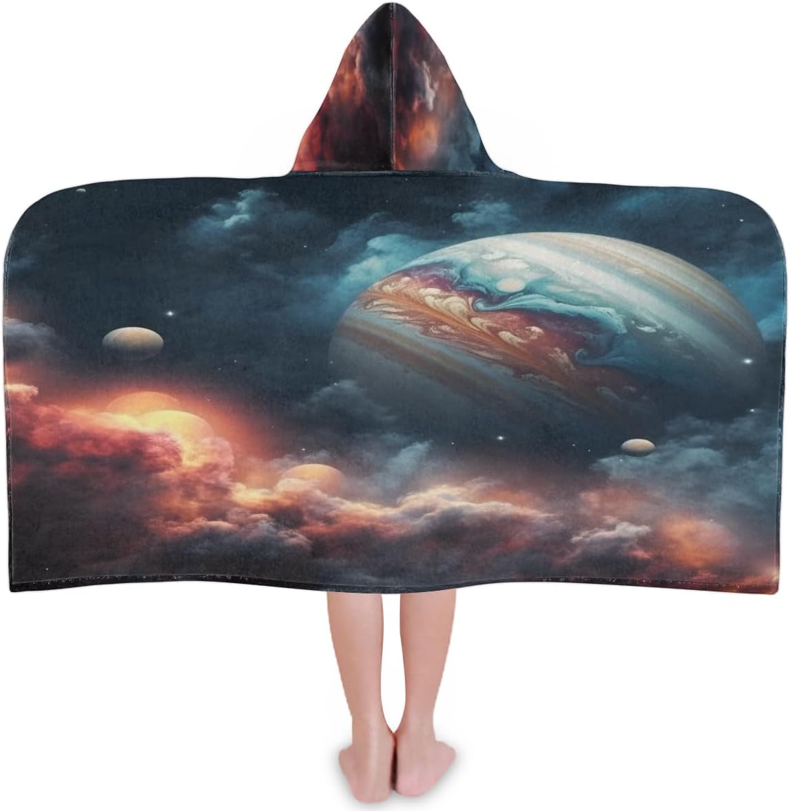 Pardick Kids Bath Towel Space Planet Beach Towel with Hood Pool Cover Up for Girls Boys Soft Absorbent Hooded Bath Towel Toddler Towels for Beach, Pool