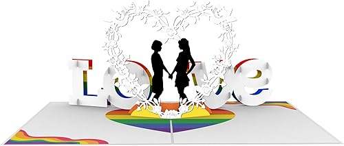 Miniatura 3 de Tarjeta de felicitación desplegable 3D de amor lesbiano - Adecuado para bodas del mismo sexo, aniversarios, día de San Valentín, regalo de
