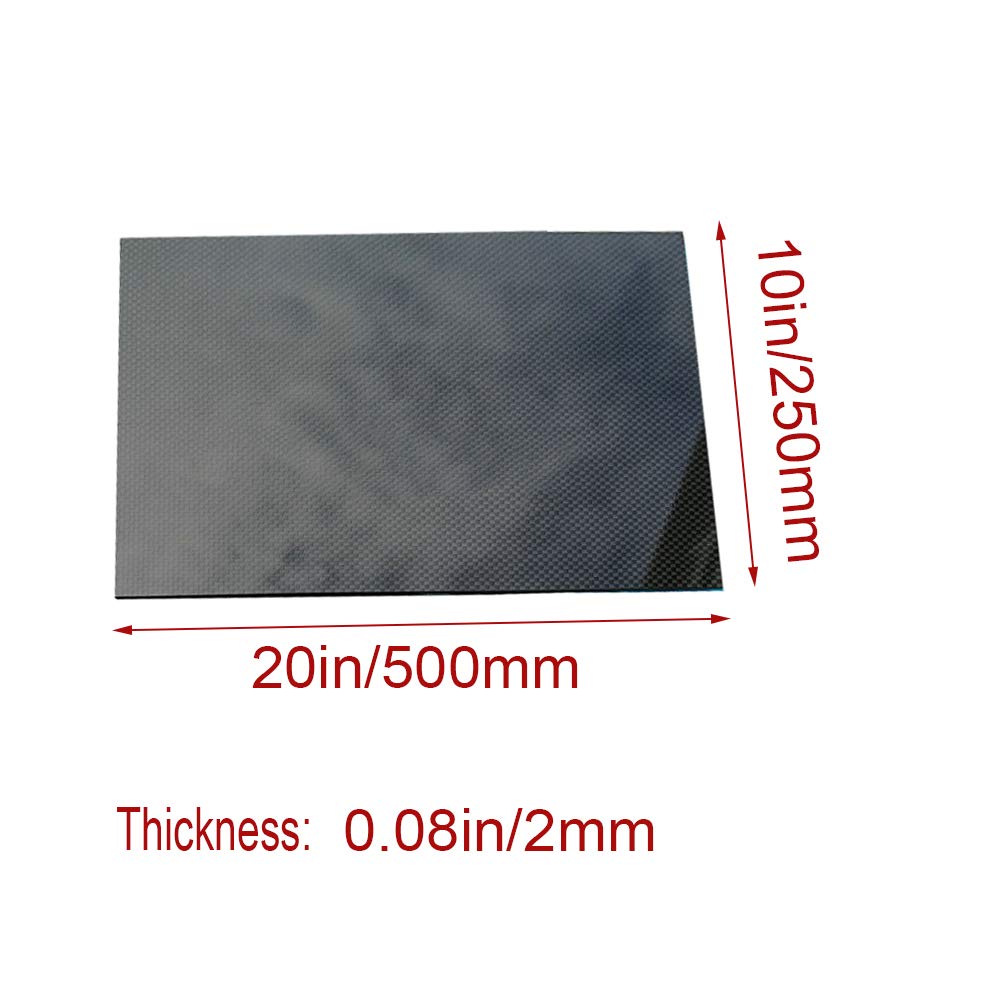 arkusz z włókna węglowego, 3K Plain Weave Błyszcząca powierzchnia(500mm x 250mm x 2mm)
