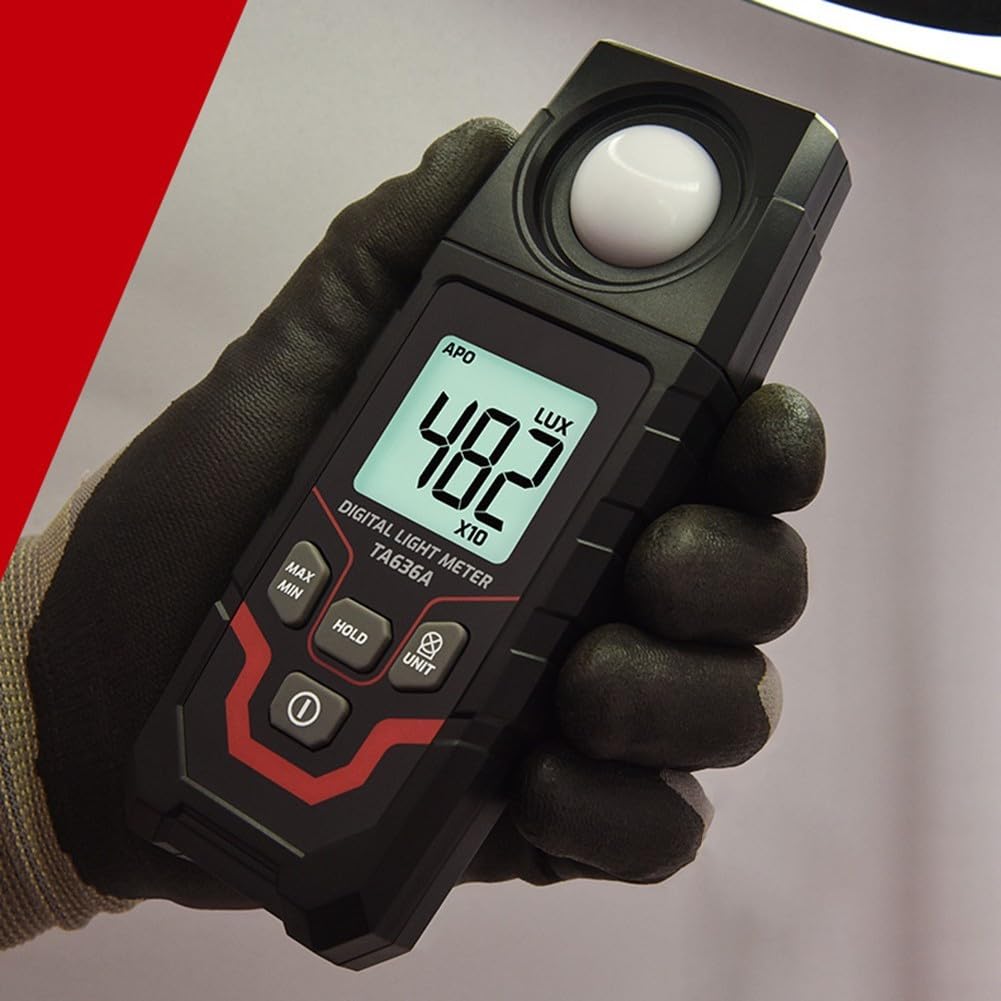 Besttoolifes Lux Meter digitale per uso industriale con alta precisione 0.1-200.000 Lux e misura FC, LCD retroilluminato a 4 cifre, sensore di luce portatile per