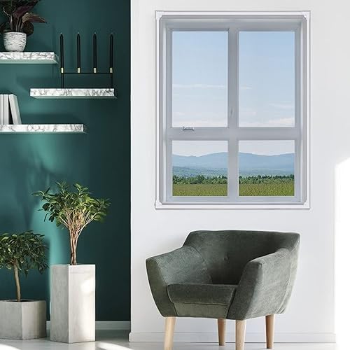Miniatura 2 de Pantalla Magnética Ajustable de Ventana de Reemplazo - Personalizable 48" x 44" DIY Malla de Fibra de Vidrio Gris con Marco Blanco, Ajuste Perfecto