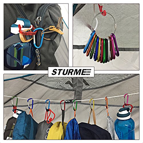 STURME 2\" Aluminum D Ring Carabiners Clip D Shape Spring Loaded Gate Small Keychain Carabiner Clip Set Outdoor Camping Mini Lock Snap Hooks Spring Link Key Chain Durable Improved 24 PCS, Black
