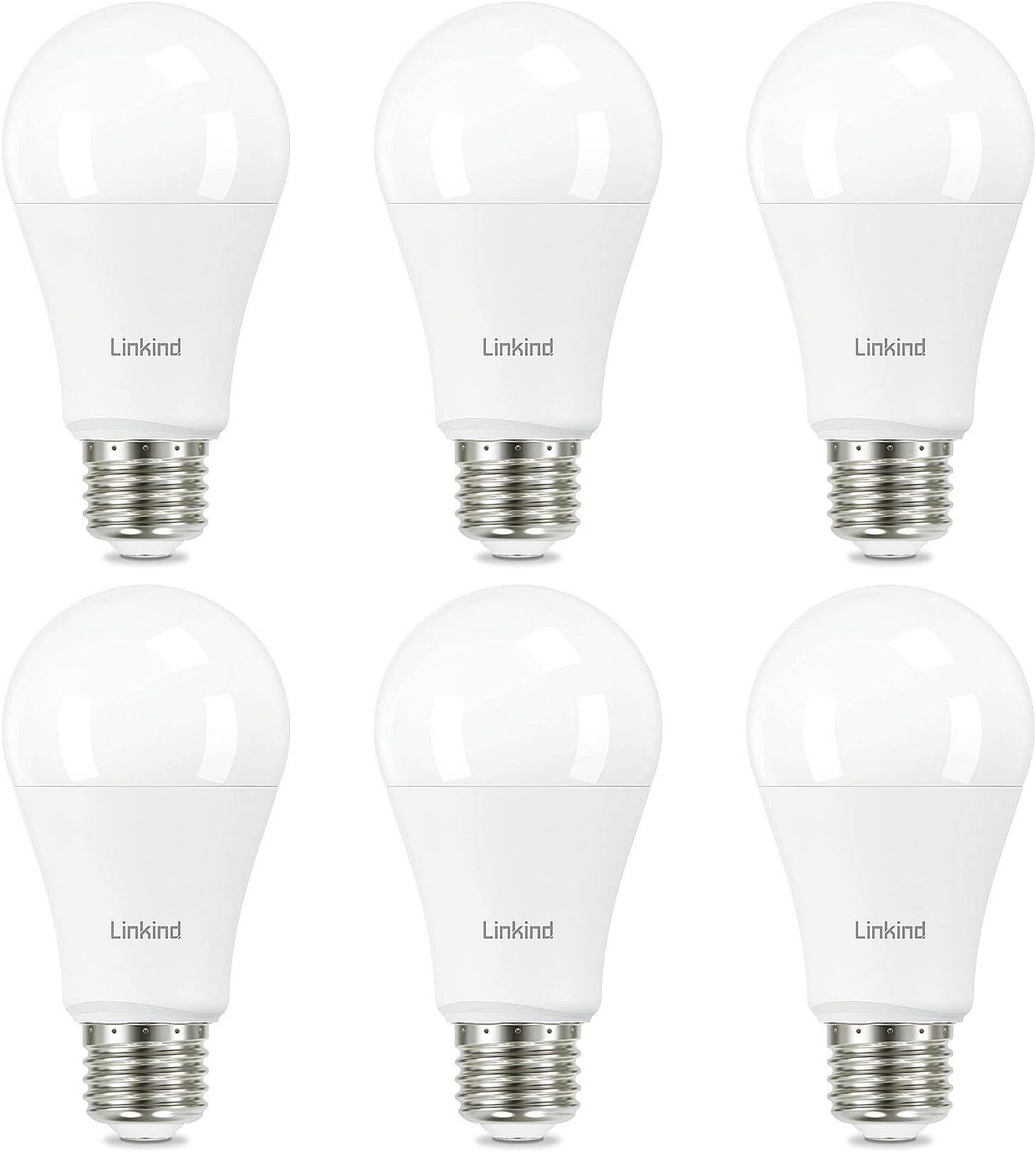 Linkind A19 LED Light Bulb, 60W Equivalent Light Bulbs, 9W 2700K Soft White, 800 Lumens Non-Dimmable LED Bulb, E26 Standard Base, Energy Efficient UL Listed, 6-Pack - - 