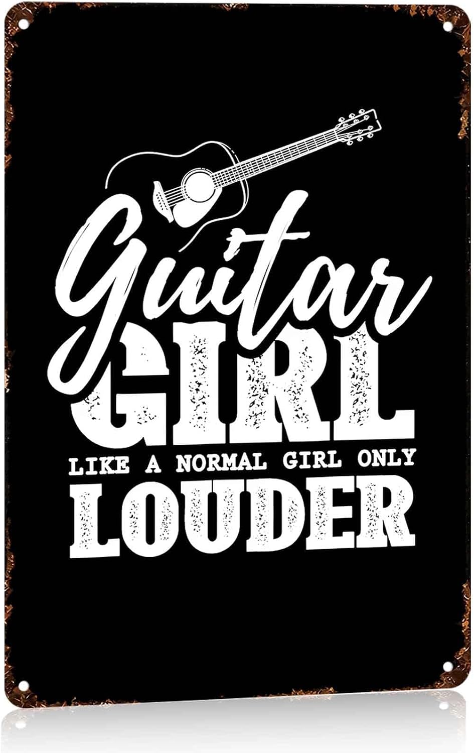 Guitar Girl Louder Metal Sign 8 x 12 Inch