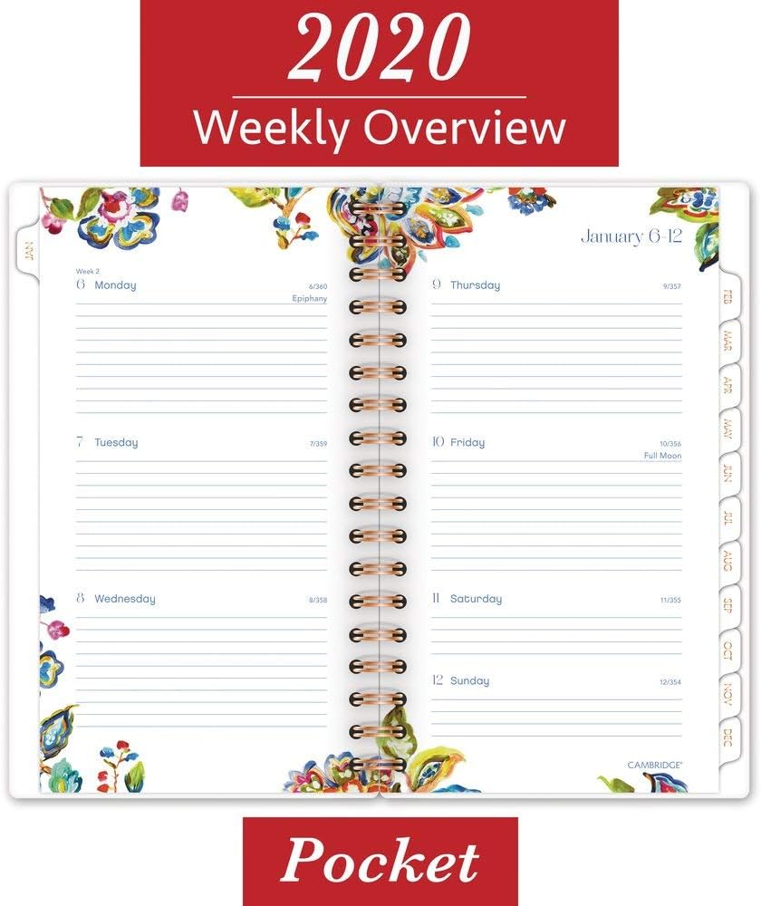 2020 Planner, Cambridge Weekly & Monthly Pocket Planner, 3-1/2" x 6", Hannah (1161-300)