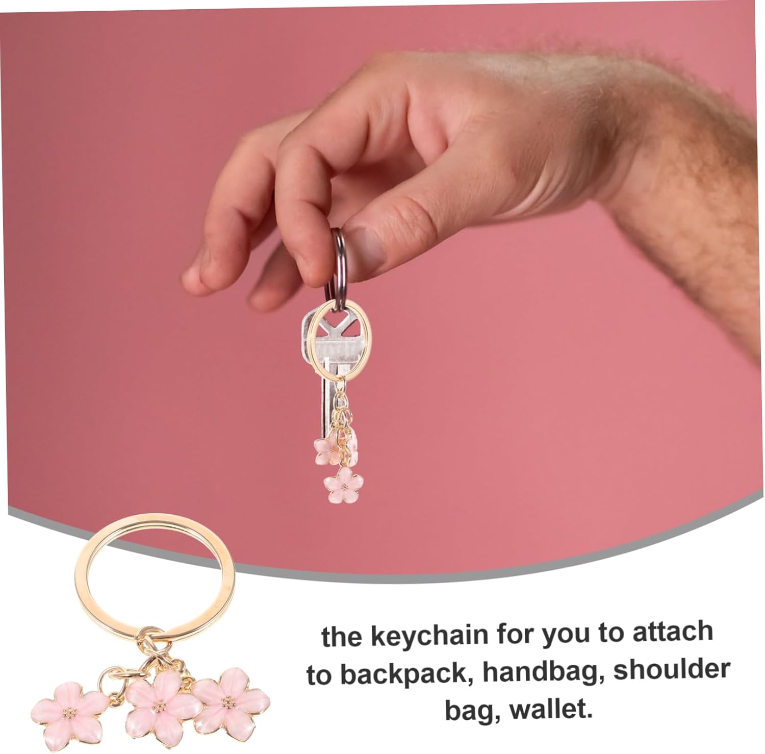 Holibanna Flower Keychain Pendant with Metal Key Ring Compact Backpack Charm Bag Ornament for Women