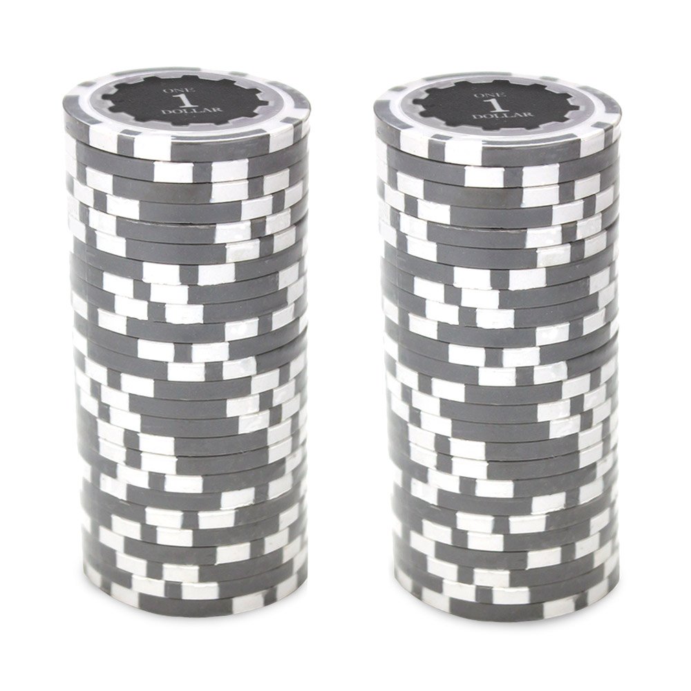 Brybelly Eclipse - Lote de 50 fichas de póker de cerámica de 14 gramos, Gris ($1 Gray)