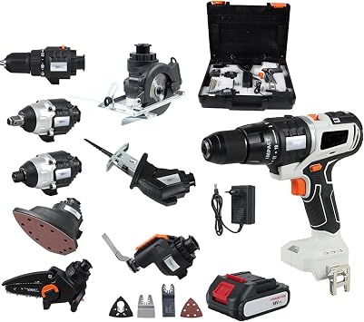 Multi-Functional Woodworking Tool Kit, 10 in 1 Woodworking Power Tool Combo Kit, with 4.0ah Battery and Toolboxs, DIY Woodworking Set for Projects and Home Improvement