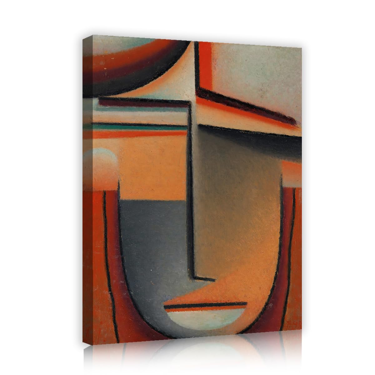 TOANGWALL Modern Geometric Portrait Canvas Wall Art Corridor Alexej von Jawlensky Abstract Head Classic Expressionist Framed Artwork for Office Decor 80x95cm