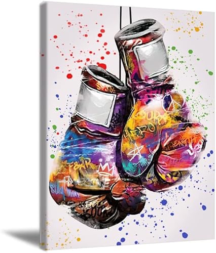 Graffiti Wall Art Boxing Gloves Poster Colorful Graffiti Wall Art Boxing Gloves Painting Abstract Graffiti Artwork Boxing Gloves Canvas Modern Wall Decor for Boy Room Dorm Bedroom 12X16 inch Frameless
