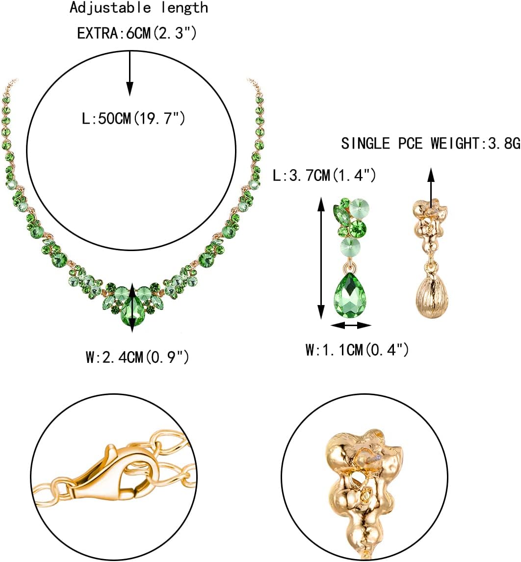 EVER FAITH Rhinestone Crystal Elegant Bridal Floral Teardrop Necklace Earrings Set - Image 6