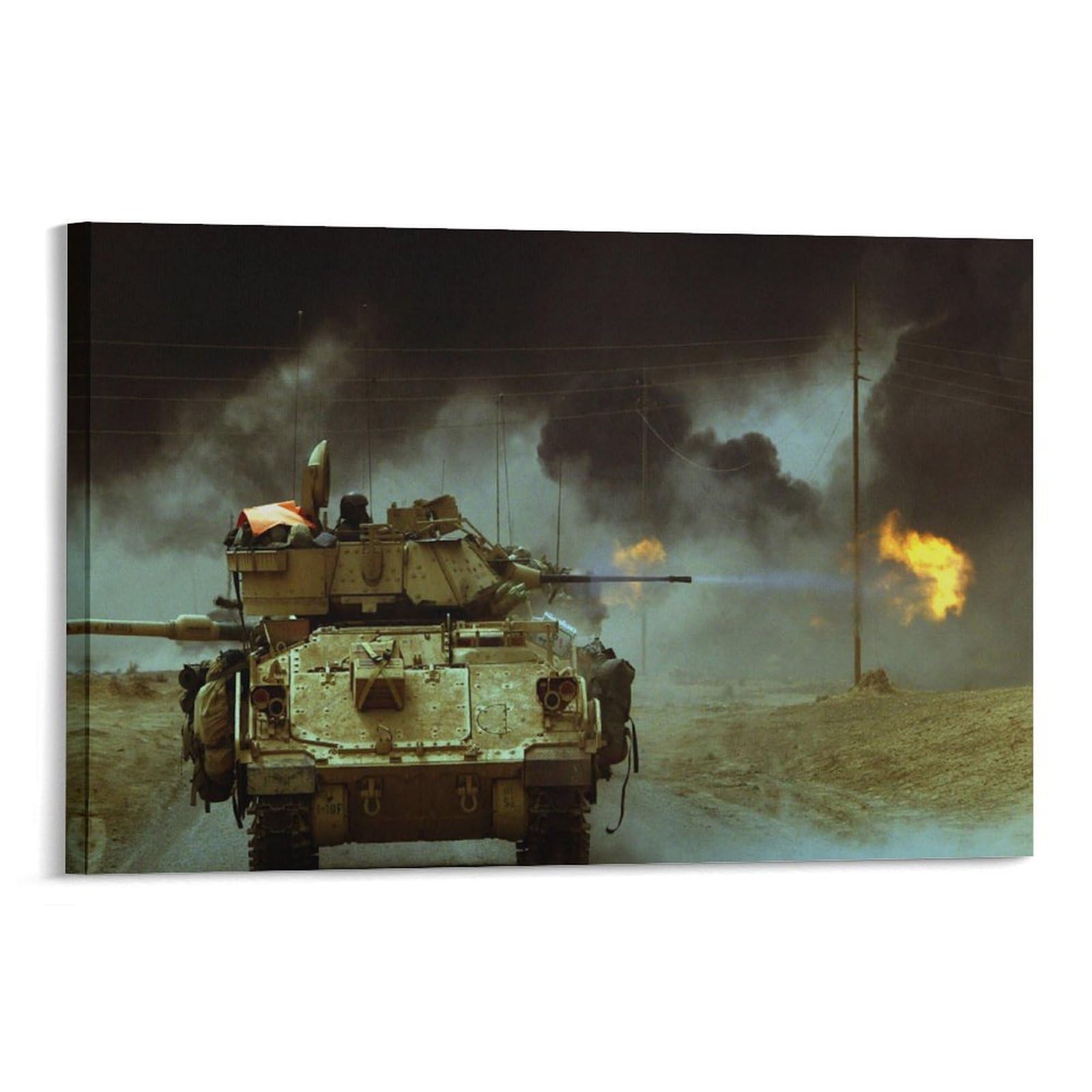 M2 Infantry Fighting Vehicle Wall Art Vintage Tank Warfare Wall Art Military Wall Art Poster Canvas Art Posters for Room Aesthetic And Wall Art Living Room Decor Poster 24x36inch(60x90cm) Frame-style