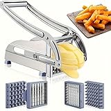 Gohytal Pommesschneider Edelstahl, Pommes Frites Schneider Edelstahl Professioneller French Fries Cutter mit 2 Schneidegrößen, Gemüseschneider Pommes Maschine, Pommes Presse