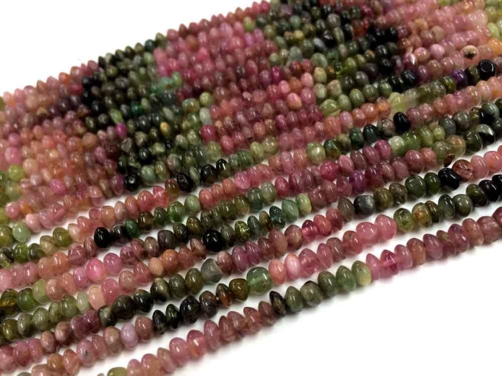 AAA Quality Tourmaline Smooth RONDELLE HEISHI Shape Loose Gemstone Beads 13"INCH Strand