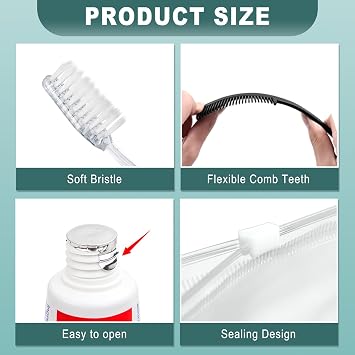 10 Sets Personal Hygiene Kit Bulk, Disposable Toothbrushes with Toothpaste Floss Comb Soap Cover and Vanity Kit, Toiletry Kits Homeless Supplies Bulk for Women,Men,Travel,Homeless