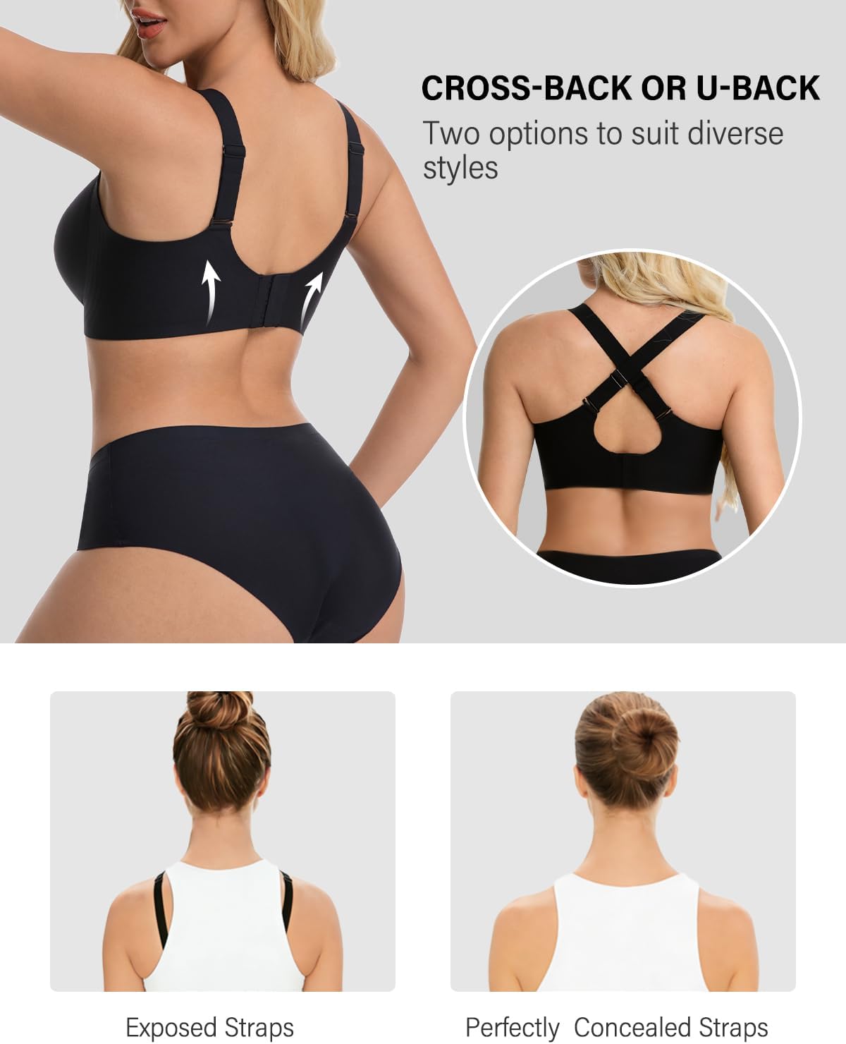 Women's Everyday Seamless Bras V Mesh Comfort Wire-Free Supportive Lift Bra Push Up Wireless Bra - Image 2