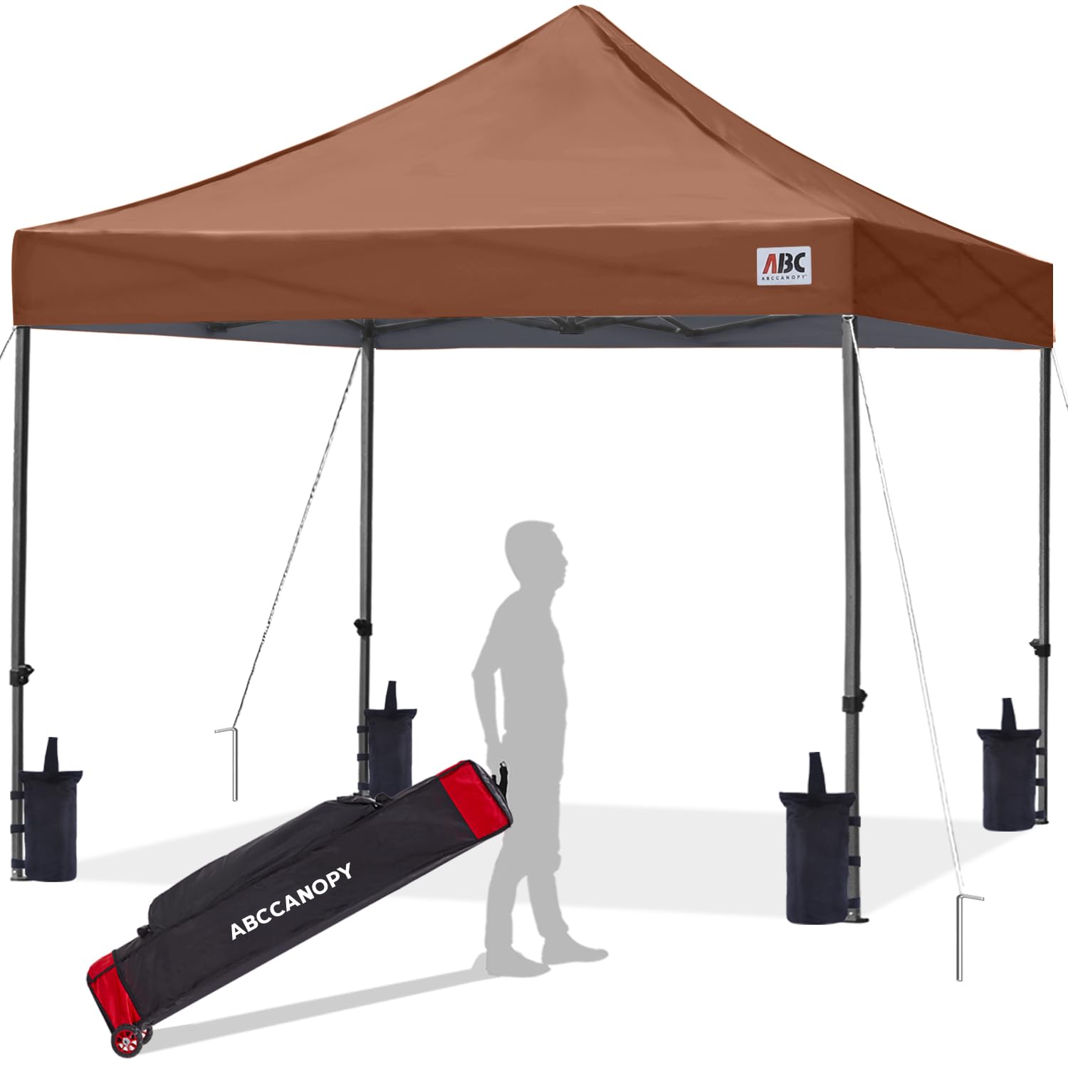 ABCCANOPY 2.5x2.5M Fully Waterproof Pop Up Gazebo With Upgraded Roller Bag, 4 Weight Bags, Stakes and Ropes (Brown) โ image 1